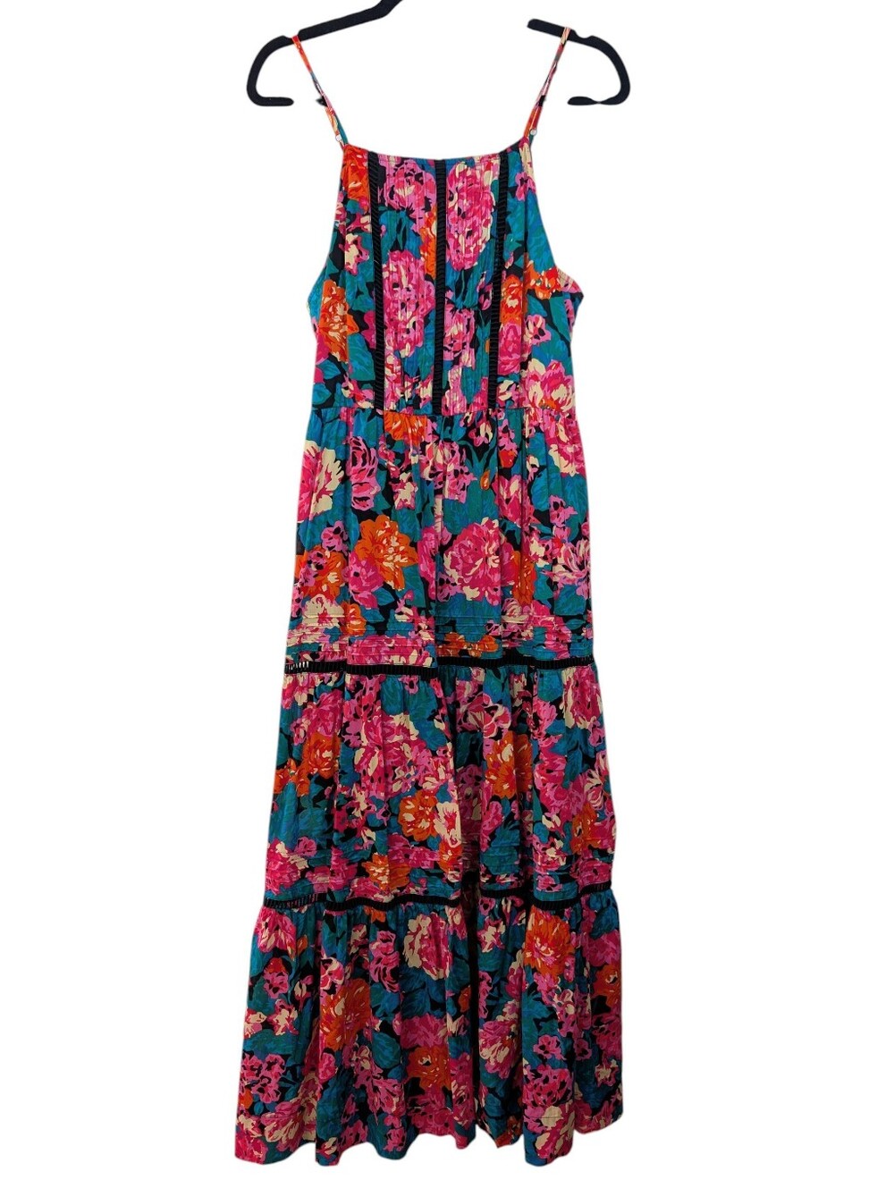Chelsea & Violet Floral Print Square-Neck A-Line Cotton Maxi Dress Size Large